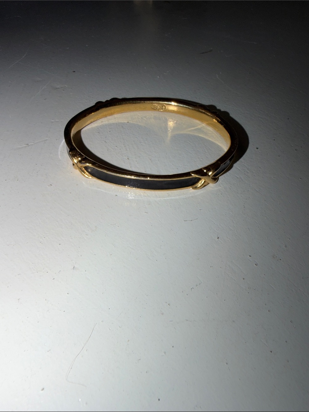 CrownTrifari Gold-Tone Bracelet with Black Enamel Band
